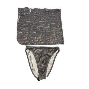 Vintage 90's Jantzen Women's Brown Bikini Bottom and Sarong Size 14
